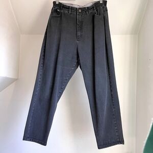 Vintage Lee Mom Jeans Black Denim Elastic Waist Pants Women's Size 16P/33 90s